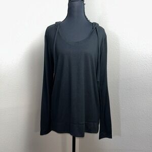 New Old Navy Hooded Top Women's Medium Black Active Go Dry Long Sleeve